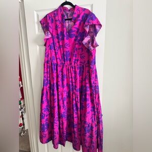 SHEIN Pink and Purple Pleated Tiered Sundress